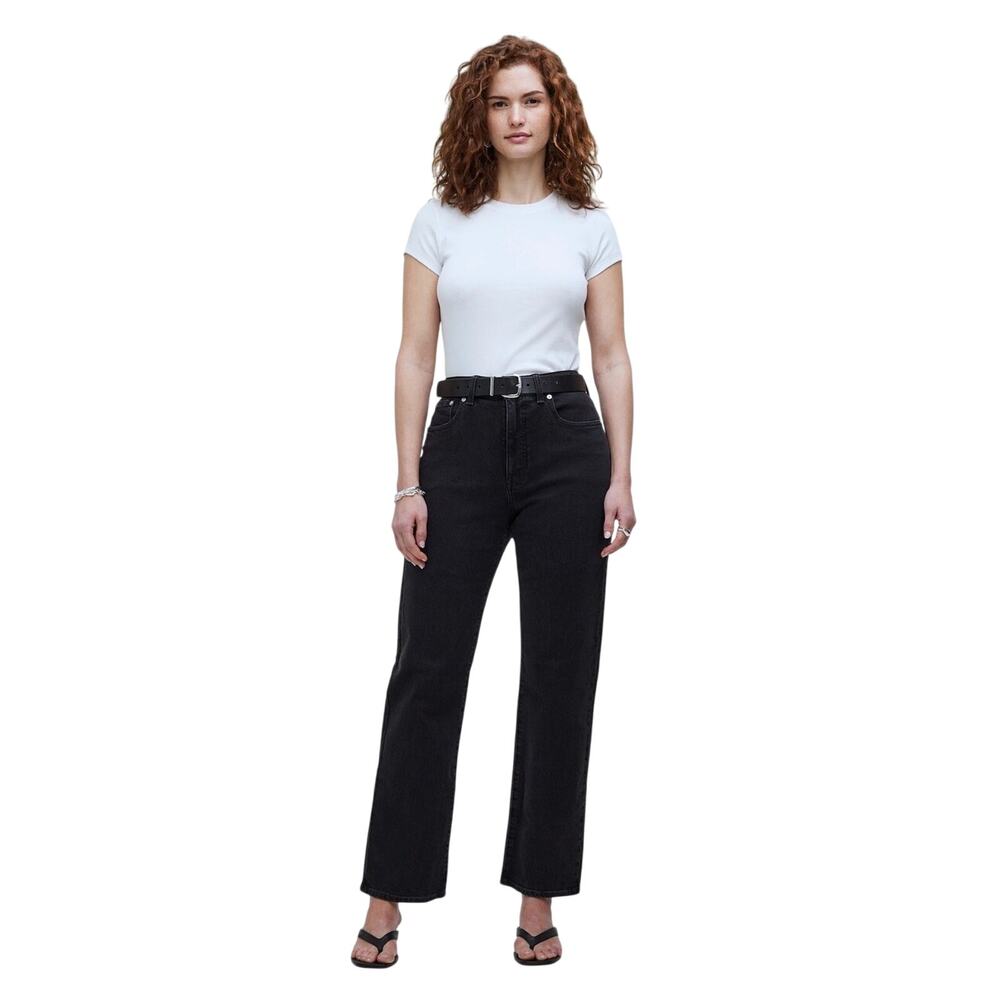 Madewell Curvy ’90s Straight Jeans 24P Black High Rise Stretch Denim NWOT - Picture 2 of 10